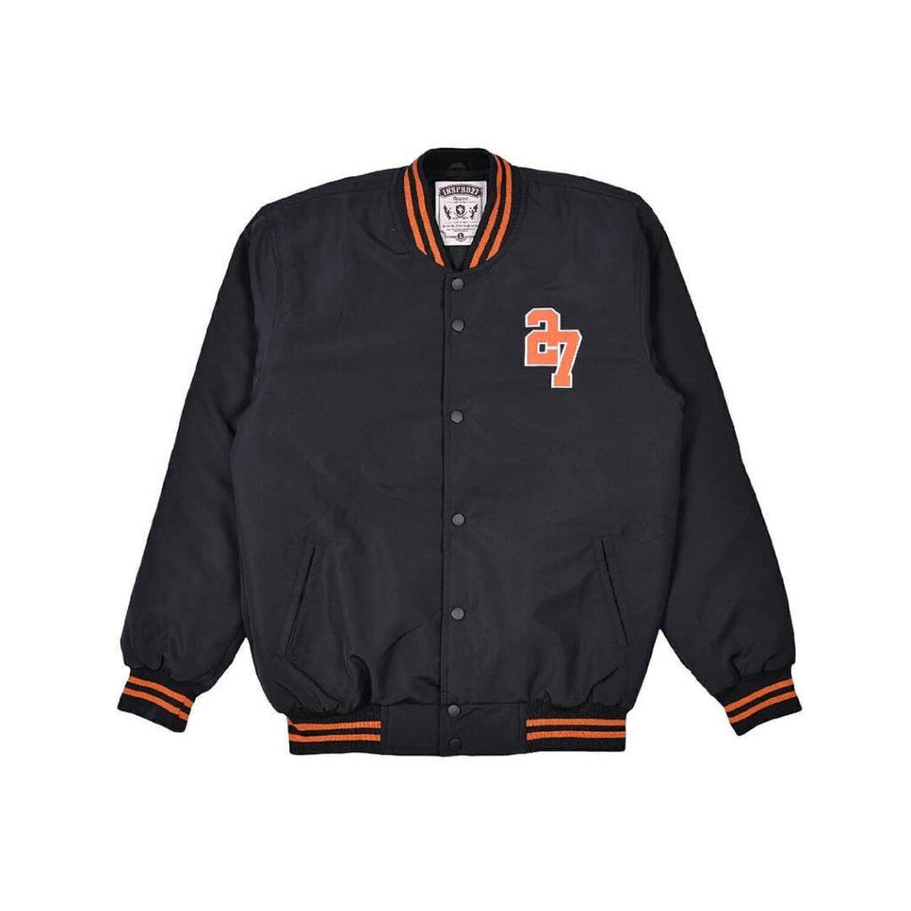 INSPI Varsity Jacket Black For Men and Women with Buttons and Pockets